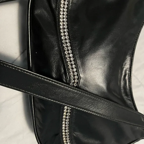 DAWLI Genuine Black Leather Handbag Purse bag LIKE NEW Gorgeous - Picture 3 of 10